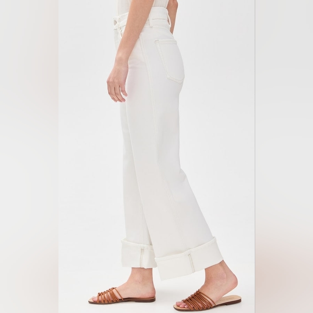 Good American Off-White Wide-Leg Stretch Jeans Cuffed Ankle 8 / 29 * see pics